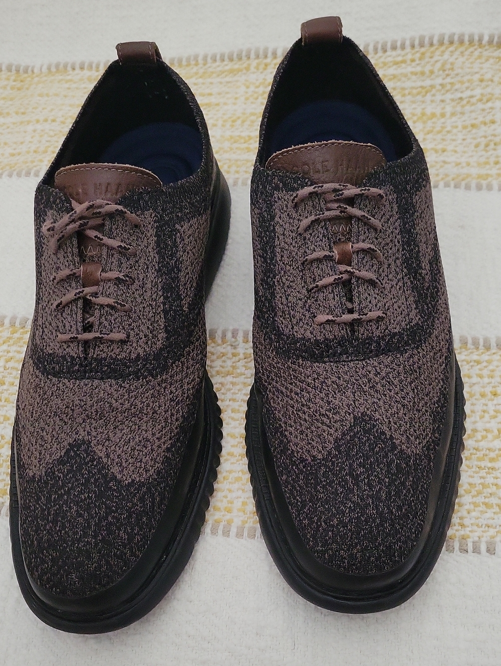 Cole Haan 2.Zerogrand Two-Tone Brown and Black Knit Derby Shoes